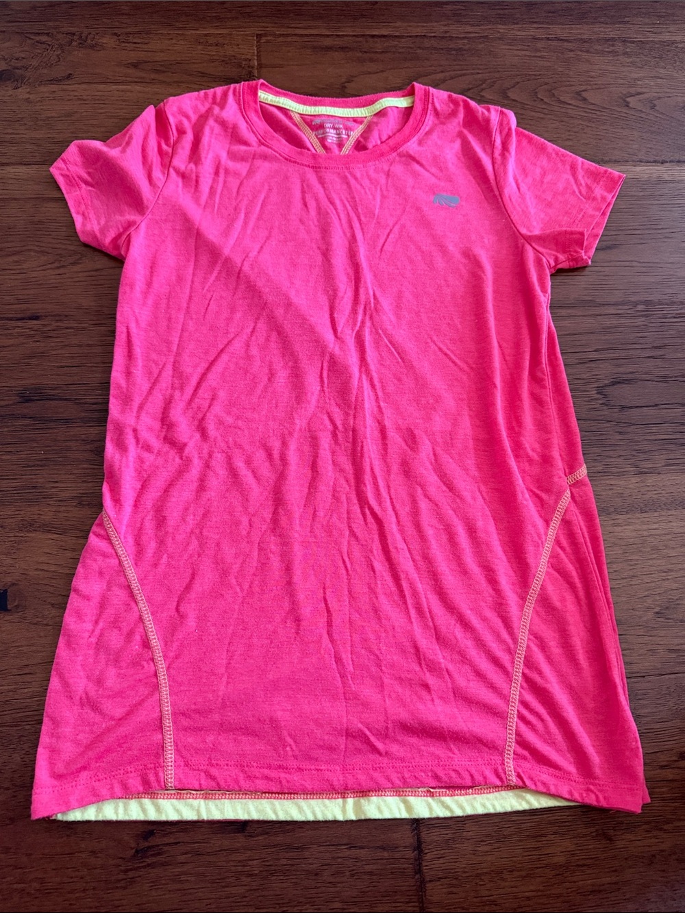 Hot Pink Athletic top with Yellow Trim